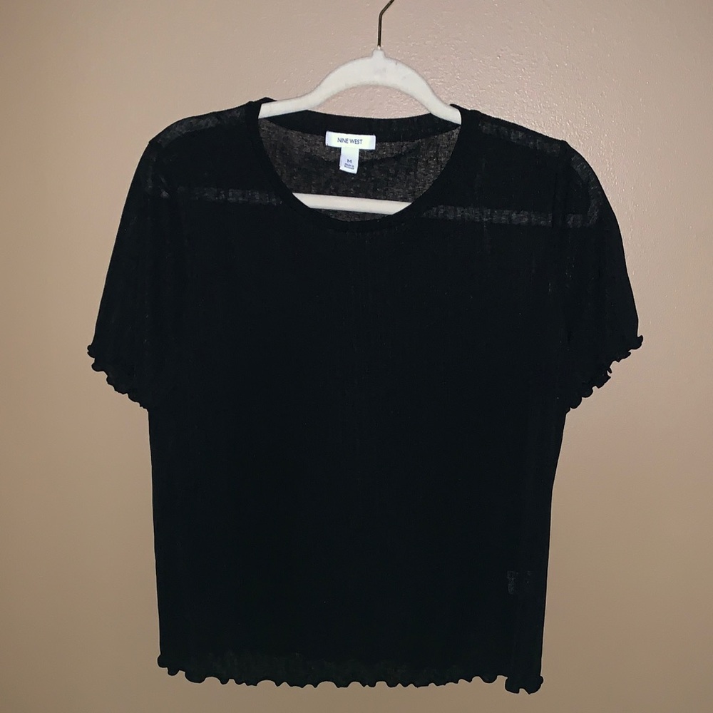 Nine West Black Sheer Blouse